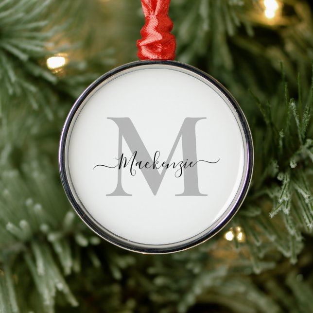 Personalize Monogram Initial Name Premium Metal Ornament (Tree)