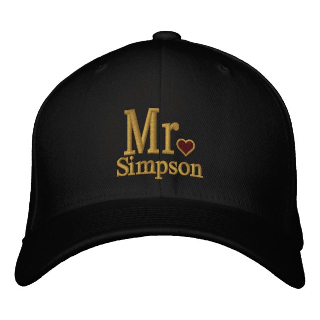 Personalize Mr & Mrs Embroidery Embroidered Cap (Front)