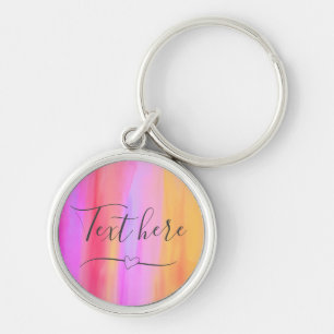 Personalize Multicolor Painted Button Keychain