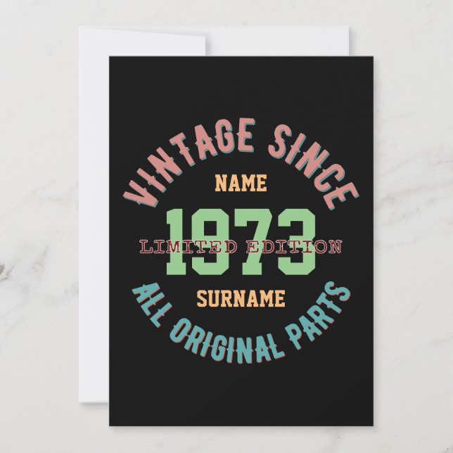 PERSONALIZE NAME BIRTHDAY YEAR VINTAGE GIFTS INVITATION (Front)
