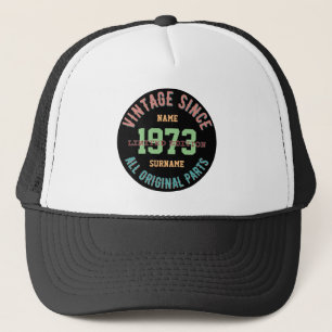 PERSONALIZE NAME BIRTHDAY YEAR VINTAGE GIFTS TRUCKER HAT