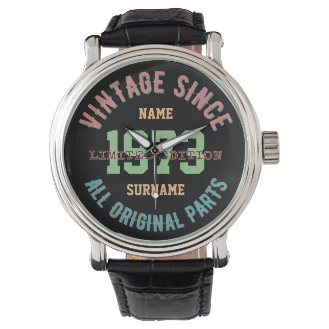 PERSONALIZE NAME BIRTHDAY YEAR VINTAGE GIFTS WATCH (Front)