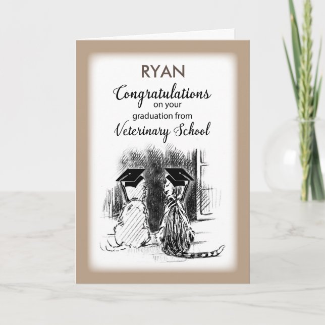 Personalize Name Congratulations on Veterinary  Gr Card (Front)