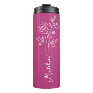 Personalize Name June Birth Flower Very Berry Thermal Tumbler