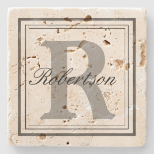 Personalize Name Monogram Initials Stone Coaster