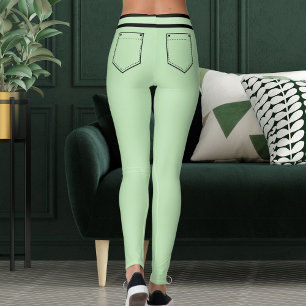 Personalize Name Pale Green Black Stripes Fun Gift Leggings