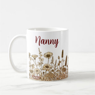 PERSONALIZE Nanny Modern Floral Design Mug