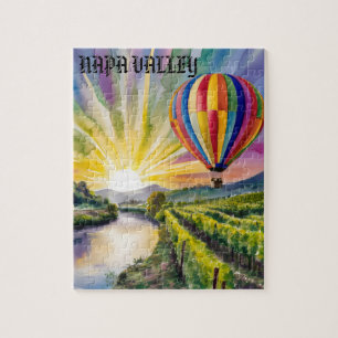 Personalize Napa Valley Art Travel Hot Air Balloon Jigsaw Puzzle
