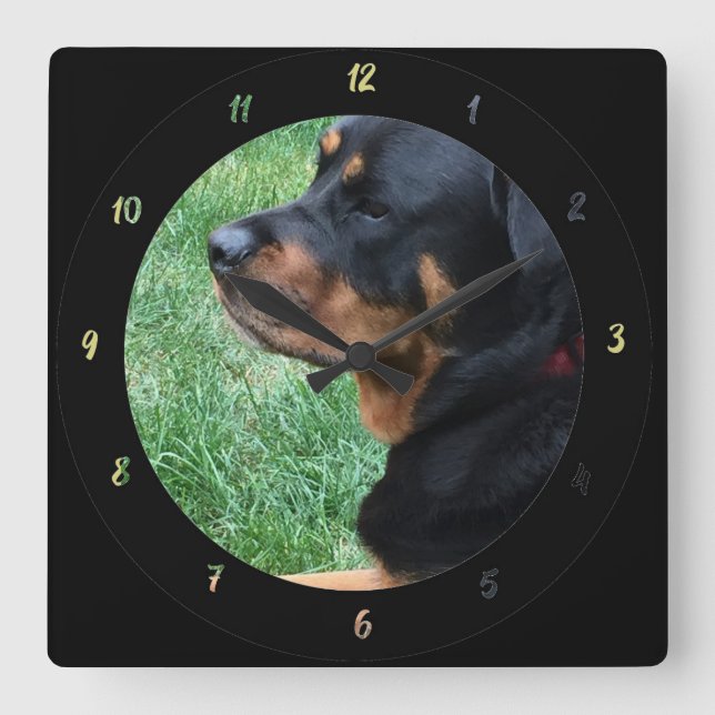 Personalize Photo or Use Existing Dog Photo Square Wall Clock (Front)