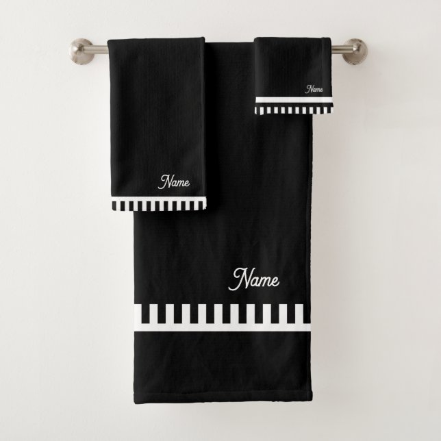 Personalize Piano Keys Luxurious Gift Bath Towel Set (Insitu)