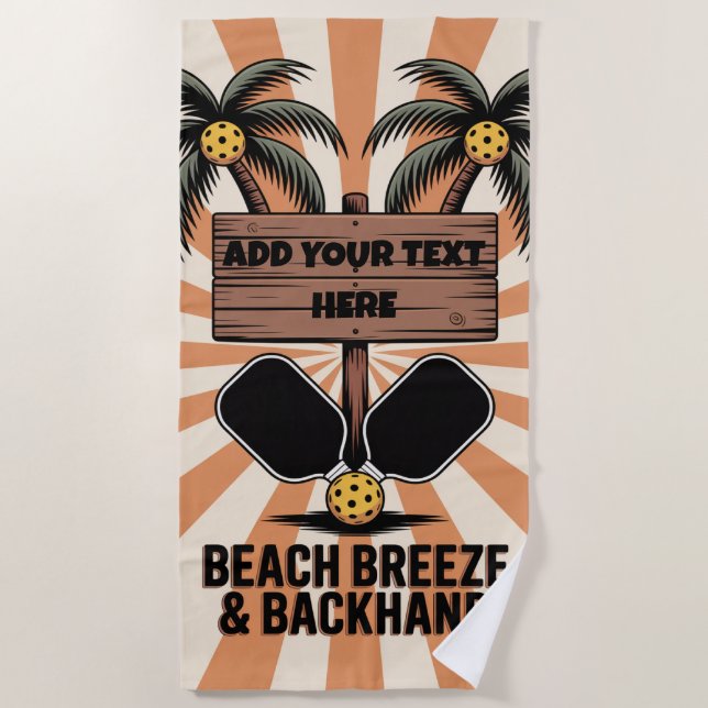 PERSONALIZE Pickleball Beach Breeze & Backhand Towel (Front)