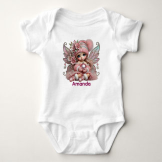 Personalize Pink Fairy Baby Bodysuit