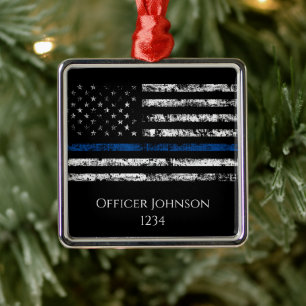 Personalize police officer gift metal ornament
