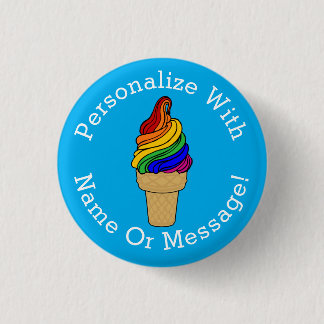 PERSONALIZE Rainbow Swirl Ice Cream 3 Cm Round Badge