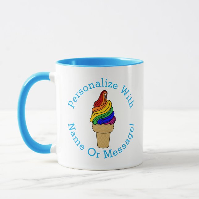 PERSONALIZE Rainbow Swirl Ice Cream Mug (Left)