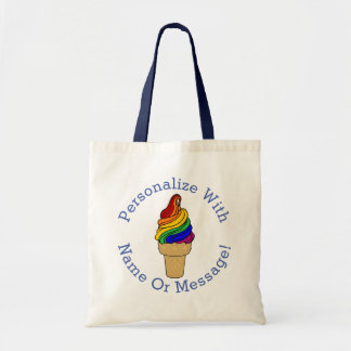 PERSONALIZE Rainbow Swirl Ice Cream Tote Bag