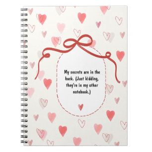 PERSONALIZE Ribbon Label + Hearts Pattern Notebook