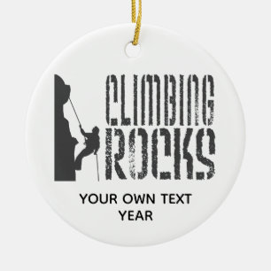 Personalize Rock Climbing Rocks Holiday Ceramic Ornament