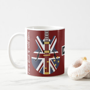 Personalize Rock & Roll Star Union Jack Guitar Coffee Mug