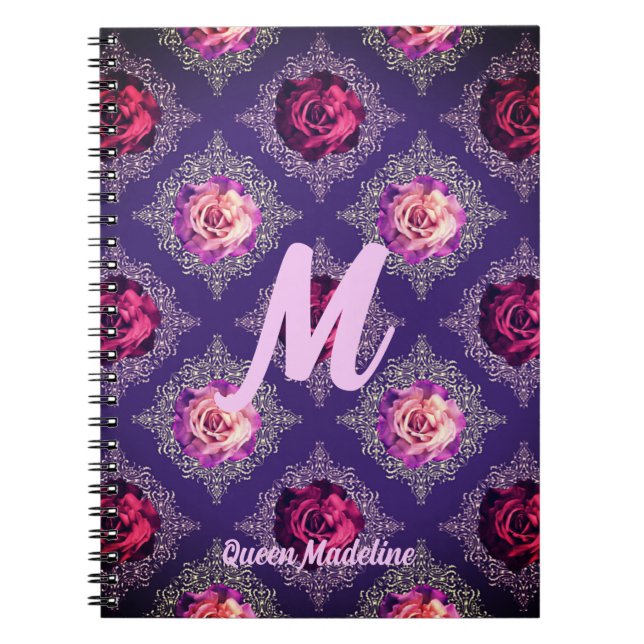 Personalize Romantic Purple Rose Love Notebook (Front)