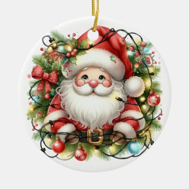 Personalize Santa   Ceramic Ornament (Front)