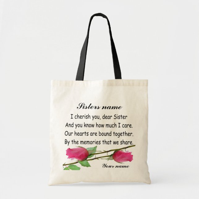 PERSONALIZE SISTER -BAG TOTE BAG (Front)