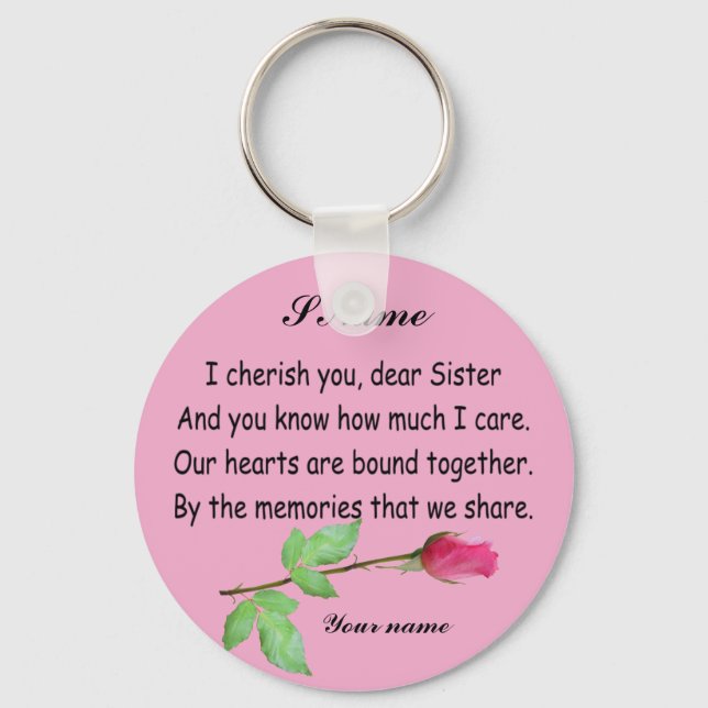 PERSONALIZE SISTER-MOST POPULAR BACKGROUNDS KEY RING (Front)