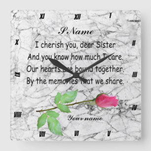 PERSONALIZE SISTER SQUARE WALL CLOCK