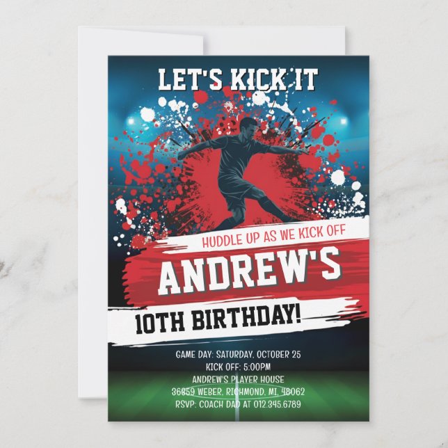 Personalize Soccer Birthday Party Invitation (Front)