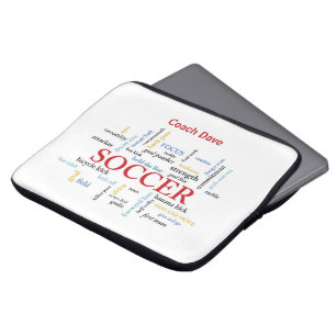 Personalize, Soccer Coach Thank You in Words Laptop Sleeve