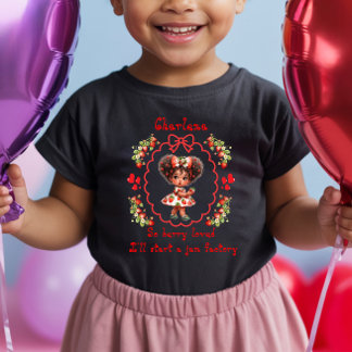 Personalize Strawberry Dressed Black Baby Girl  Baby T-Shirt