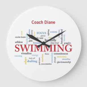 Personalize, Swimming Coach Thank You In Words Large Clock