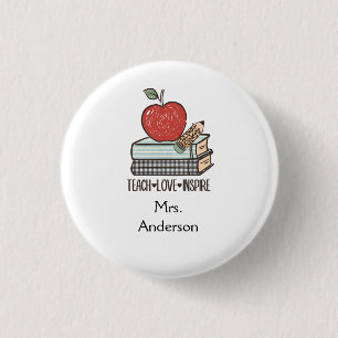 Personalize Teach Love Inspire Gift For Teacher 3 Cm Round Badge