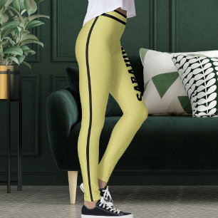 Personalize Text Name Olive Black Stripes Fun Gift Leggings