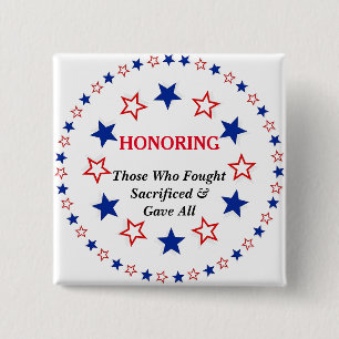 Personalize Text Patriotic Veteran First Responder 15 Cm Square Badge