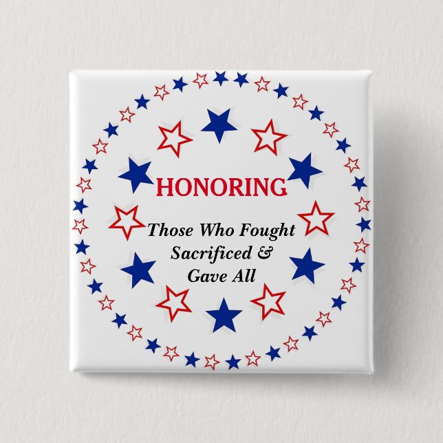 Personalize Text Patriotic Veteran First Responder 15 Cm Square Badge (Front)