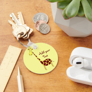 Personalize this Cute Giraffe Design Keychain