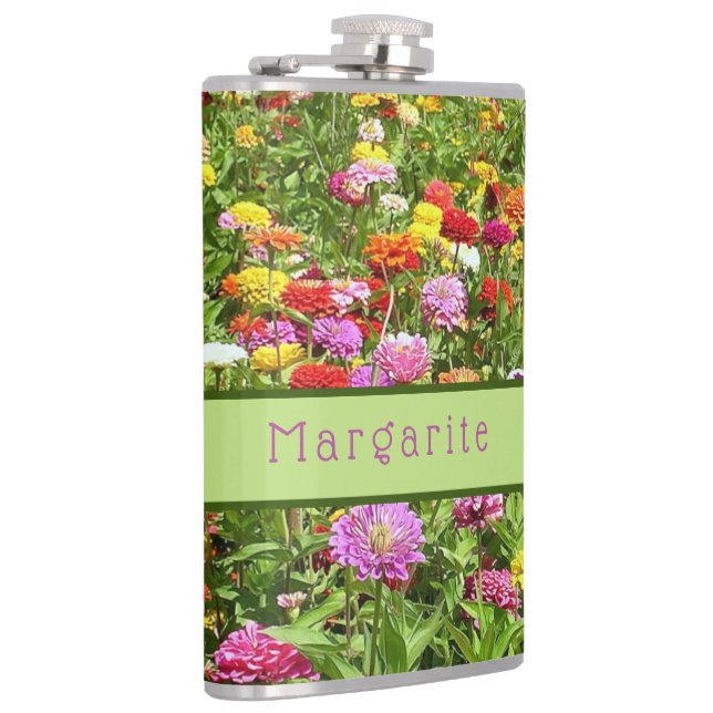 PERSONALIZE THIS FIELD OF COLORFUL FLOWERS FLASK (Right)