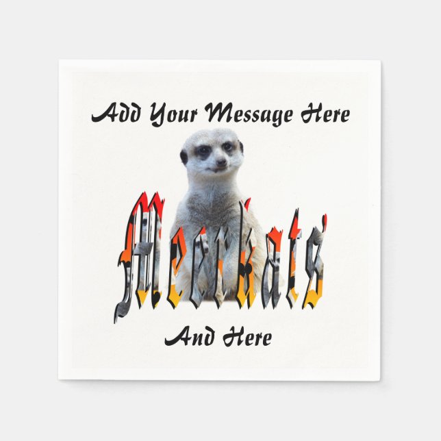 Personalize This Meerkat And Logo Template, Napkin (Front)