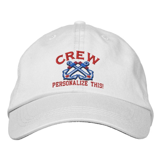 Personalize This Name Location Crew Nautical Embroidered Hat (Front)