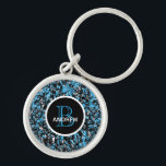 Personalize this premium keychain. key ring<br><div class="desc">Personalize this premium keychain with your first name and last name initial.  Beautiful bright blue,  black and white modern design.  Great for groomsmen gifts and bridesmaid gifts.  Gift for anyone.</div>