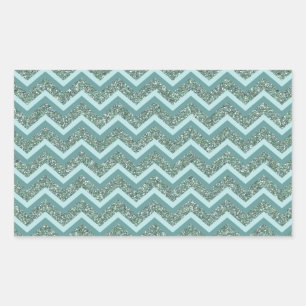 Personalize this Teal Glitter ZigZag Rectangular Sticker