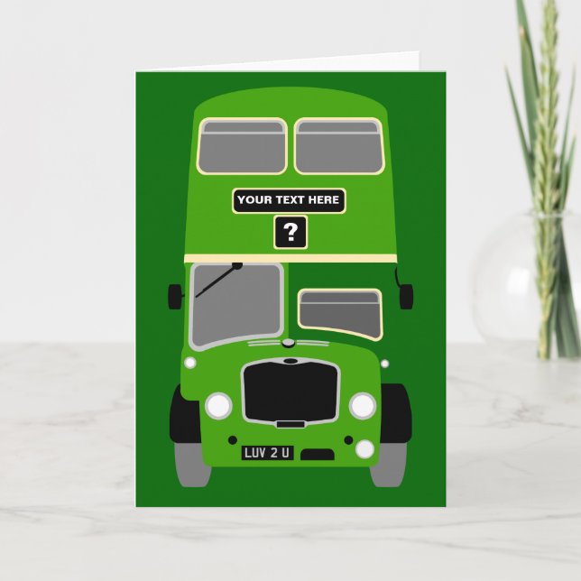 Personalize Vintage Bristol Double Decker Bus Card (Front)