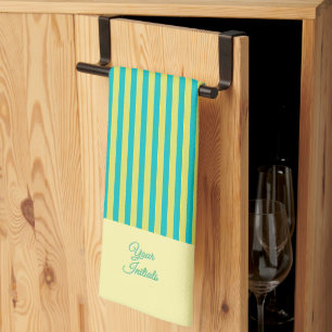 Personalize Wedding Gift Yellow Striped Yellow     Tea Towel