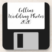 Personalize Wedding Photos Floppy Disk Coaster - 6
