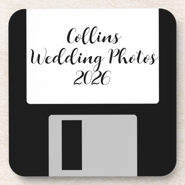 Personalize Wedding Photos Floppy Disk Coaster - 6 (Front)