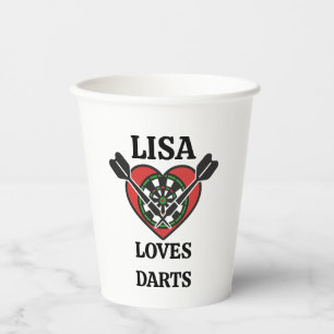 Personalize with any name perfect for dart player paper cups