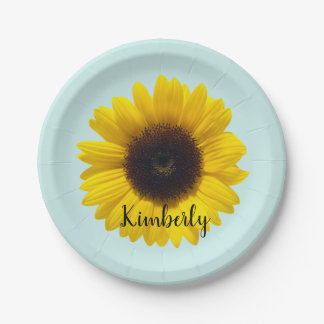 Personalize with Name Large Sunflower Paper Plate