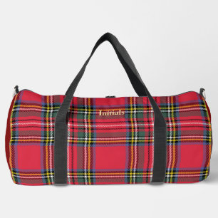Personalize With Your Initials Red Plaid Duffle Bag