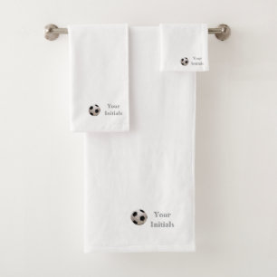 Personalize Your Initials Soccer Ball White Bath Towel Set